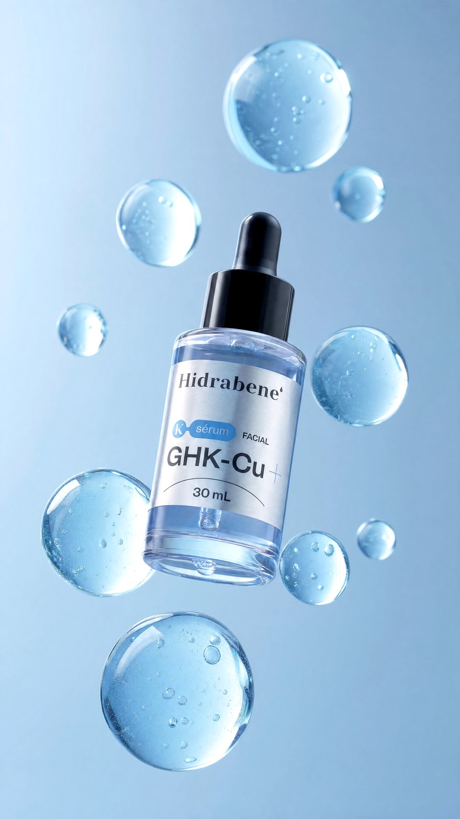 Sérum GHK-Cu Hidrabene, o frasco azul da manhã